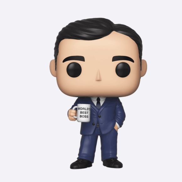 Funko Pop michael Scott the Office worlds best boss suit outfit coffee mug nwt - Picture 2 of 4